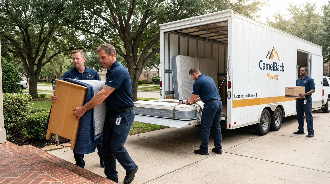 Crew loading residential truck for cross-state move from Fremont, IN