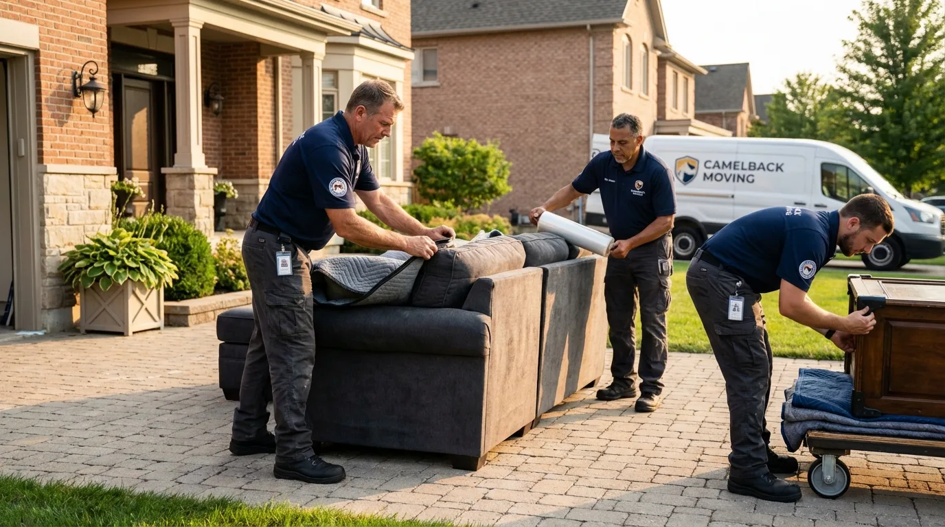 Large estate moving crew wrapping furniture in Fremont, IN