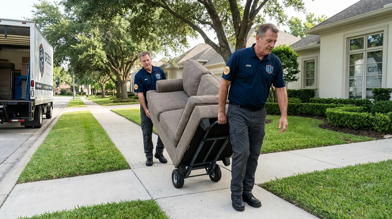 Local residential moving crew loading furniture in Fremont, IN